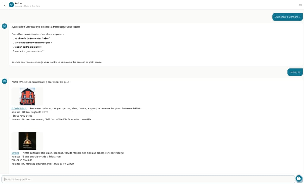 MICIA, le chatbot de Made in Conflans : trouvez un professionnel en langage naturel